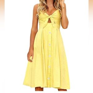 Yellow Sleeveless Midi Dress